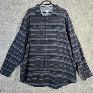Carbon2Cobalt Men Striped Flannel Button‎ Shirt Size XXLT Fall Layer Outdoor
